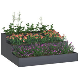 Berkfield Garden Planter Anthracite 90 X 90 X 35 Cm Steel - thumbnail 3