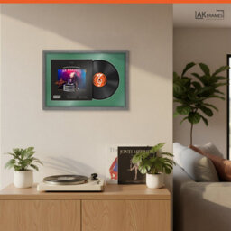 "AK Frames 25X17"" Grey Marble Modern Vinyl Record Frame With Emerald Mount For 12 Inch Lp Cover & Disc - Overlapped Design" - thumbnail 5