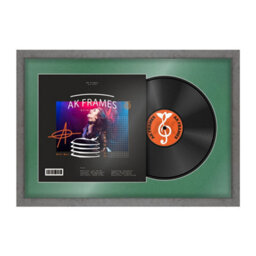 "AK Frames 25X17"" Grey Marble Modern Vinyl Record Frame With Emerald Mount For 12 Inch Lp Cover & Disc - Overlapped Design" - thumbnail 1