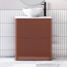 Royal Bathrooms Avenza 700mm Terracotta Clay Floor Standing Countertop Bathroom Vanity Unit 2 Drawer With Breeze Basin - thumbnail 1