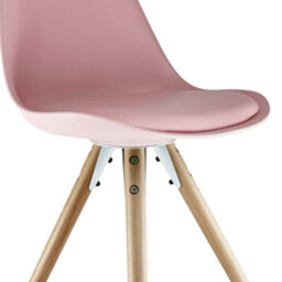 Fusion Living Soho Blush Pink Plastic Dining Chair With Pyramid Light Wood Legs - thumbnail 3