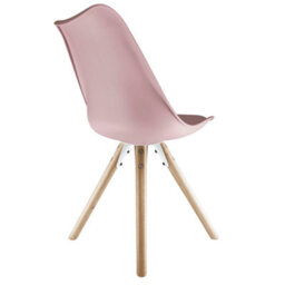 Fusion Living Soho Blush Pink Plastic Dining Chair With Pyramid Light Wood Legs - thumbnail 5