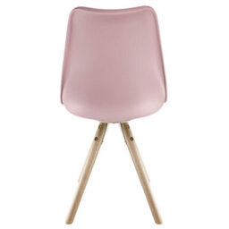 Fusion Living Soho Blush Pink Plastic Dining Chair With Pyramid Light Wood Legs - thumbnail 4