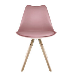 Fusion Living Soho Blush Pink Plastic Dining Chair With Pyramid Light Wood Legs - thumbnail 7