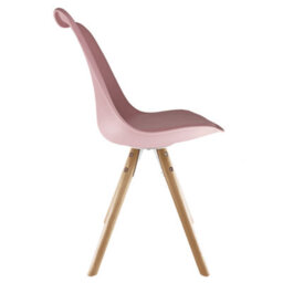 Fusion Living Soho Blush Pink Plastic Dining Chair With Pyramid Light Wood Legs - thumbnail 6