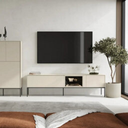 Arte Chic Lusso Ls-03 Tv Cabinet 196Cm - Champagne & Oak Chestnut With Led Illumination - thumbnail 3