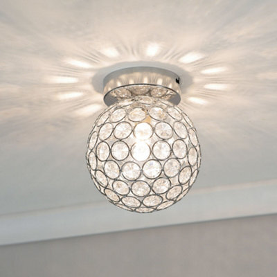 Valuelights Ella Silver Chrome Sphere Globe Design Acrylic Jewel Ceiling Light Fitting For Hallway Bedroom - image 1
