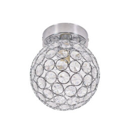 Valuelights Ella Silver Chrome Sphere Globe Design Acrylic Jewel Ceiling Light Fitting For Hallway Bedroom - thumbnail 2