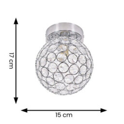 Valuelights Ella Silver Chrome Sphere Globe Design Acrylic Jewel Ceiling Light Fitting For Hallway Bedroom - thumbnail 8