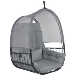 Beliani Hanging Chair With Stand Alviano Fabric Dark Grey - thumbnail 6