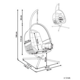 Beliani Hanging Chair With Stand Alviano Fabric Dark Grey - thumbnail 3