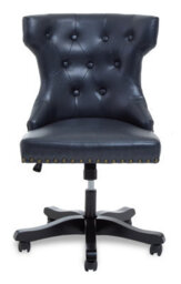 Orsina Black Leather Effect Office Chair, Tufted Wingback Seat With Studded Trim, Height Adjustable Swivel Chair