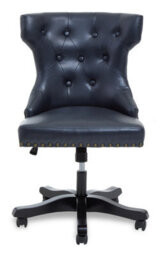 Orsina Black Leather Effect Office Chair, Tufted Wingback Seat With Studded Trim, Height Adjustable Swivel Chair - thumbnail 5