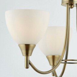3 Lamp Ceiling & 2X Wall Light Pack Antique Brass Glass Matching Indoor Fittings - thumbnail 4