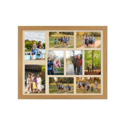 AK Frames 20X16 Oak Sleek Multi Photo Frame With Ivory Mount - Holds 9 Apertures (2X) 7X5, (7X) 6X4 Photos