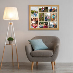 AK Frames 20X16 Oak Sleek Multi Photo Frame With Ivory Mount - Holds 9 Apertures (2X) 7X5, (7X) 6X4 Photos - thumbnail 3