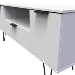 Osaka 2 Door 1 Drawer Wide Tv Unit In Grey Matt (Ready Assembled) - thumbnail 4