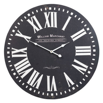 Urbn-Living Urbnliving 60Cm Extra Large Round Wooden Wall Clock Vintage Retro Antique Distressed Chic(Black) - image 1