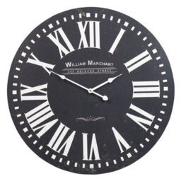 Urbn-Living Urbnliving 60Cm Extra Large Round Wooden Wall Clock Vintage Retro Antique Distressed Chic(Black) - thumbnail 1