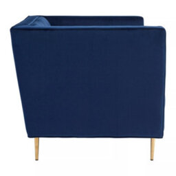 Orsina Classic Blue Velvet Chair, Mid Century Design Comfortable Armchair, Velvet Upholstered Modern Armchair - thumbnail 3