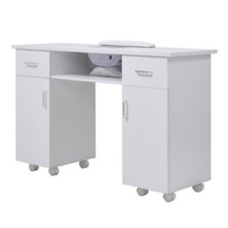 Thehotsale White Wheeled Manicure Table With Electric Dust Extractor, 120Cm W X 45Cm D X 80Cm H - thumbnail 2