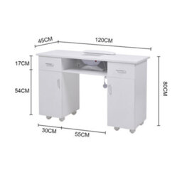 Thehotsale White Wheeled Manicure Table With Electric Dust Extractor, 120Cm W X 45Cm D X 80Cm H - thumbnail 7