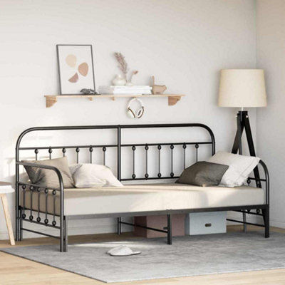 Berkfield Daybed Frame With Trundle Black 100X200 Cm Steel - image 1