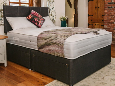 Divan Base Direct Cashmere Wool 1000 Pocket Sprung Divan Bed Set 2Ft6 Small Single 2 Drawers Side - Naples Slate - image 1