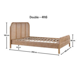 Annecy Rattan Oak Wooden Double 4Ft6 Bed Frame Only - High Foot End - thumbnail 4