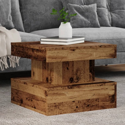 Vidaxl Coffee Table With Led Lights Old Wood 50X50X40 Cm - image 1