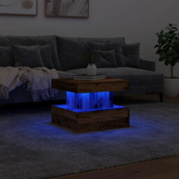 Vidaxl Coffee Table With Led Lights Old Wood 50X50X40 Cm - thumbnail 5