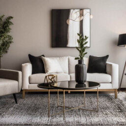 Silver Black Abstract Bordered Modern Rug Easy To Clean Living Room And Bedroom-200Cm X 290Cm - thumbnail 1