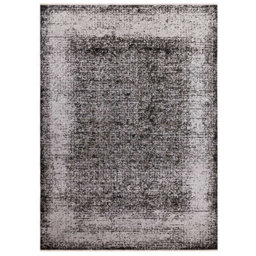 Silver Black Abstract Bordered Modern Rug Easy To Clean Living Room And Bedroom-200Cm X 290Cm - thumbnail 4