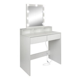 Harbour Housewares Wooden Dressing Table With Led Lights - White