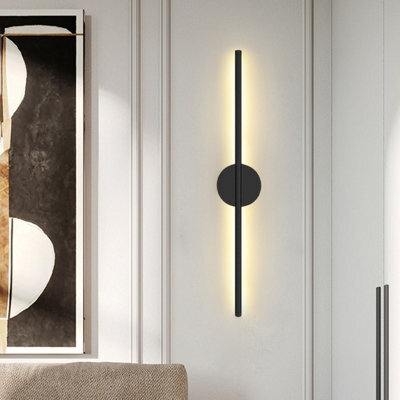 Living And Home Black 60Cm Long Strip Linear Led Indoor Wall Light Wall Sconce Warm Light For Living Room Bedroom - image 1