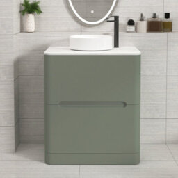 Royal Bathrooms Venice 700mm Sage Green Freestanding Vanity Unit 2 Drawer With Carrara White Undrilled Worktop & Without Basin - thumbnail 1