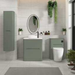 Royal Bathrooms Venice 700mm Sage Green Freestanding Vanity Unit 2 Drawer With Carrara White Undrilled Worktop & Without Basin - thumbnail 4