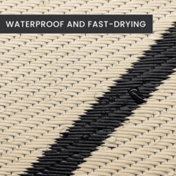 Relsy Large Garden Outdoor Rug For Patio, Black & Sand Geo-Lines  Waterproof Garden Rug 160 X 230Cm - thumbnail 6