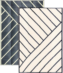 Relsy Large Garden Outdoor Rug For Patio, Black & Sand Geo-Lines  Waterproof Garden Rug 160 X 230Cm - thumbnail 2