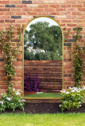 "Mirroroutlet Arcus - Gold Framed Arched Garden Wall Mirror 71"" X 35"" (180Cm X 90Cm)" - thumbnail 2