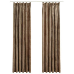 Walplus Blackout Curtains 2 Pcs With Hooks Velvet Beige 140X225 Cm - thumbnail 2