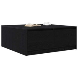 Berkfield Coffee Table With Drawers Black Oak 100X100X40 Cm - thumbnail 4