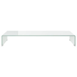 Berkfield Tv Stand/monitor Riser Glass White 90X30X13 Cm - thumbnail 3