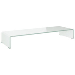 Berkfield Tv Stand/monitor Riser Glass White 90X30X13 Cm - thumbnail 2