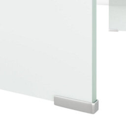 Berkfield Tv Stand/monitor Riser Glass White 90X30X13 Cm - thumbnail 5