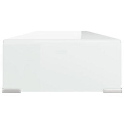 Berkfield Tv Stand/monitor Riser Glass White 90X30X13 Cm - thumbnail 4