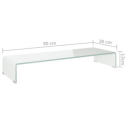 Berkfield Tv Stand/monitor Riser Glass White 90X30X13 Cm - thumbnail 6