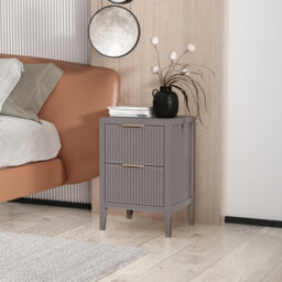 Cabinet Bits Castel 2 Drawer Grey Bedside Table