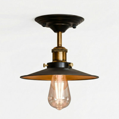 Flush Mount Lighting Metal E27 Ceiling Light Fixtures For Bedroom Livingroom Kitchen 22Cm Lampshade Black Inner Gold Lamp - image 1