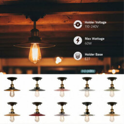Flush Mount Lighting Metal E27 Ceiling Light Fixtures For Bedroom Livingroom Kitchen 22Cm Lampshade Black Inner Gold Lamp - thumbnail 4